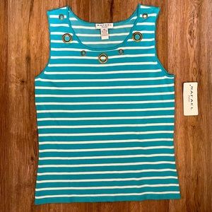 NWT Aqua White Stripe Rafael Sleeveless Tank
